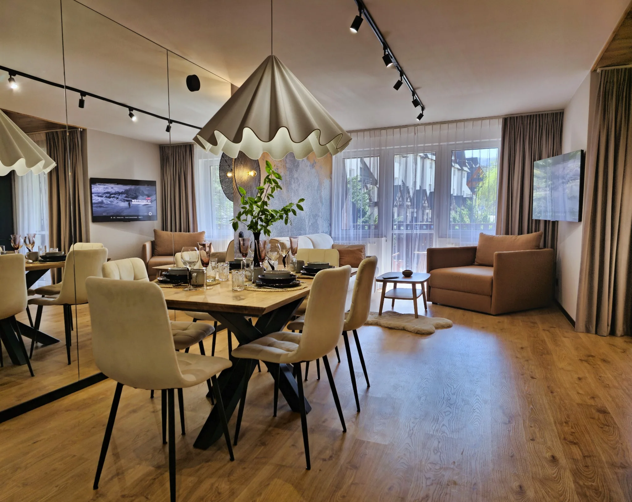 Komfortowa część dzienna apartamentu Mountain Lotus Zakopane