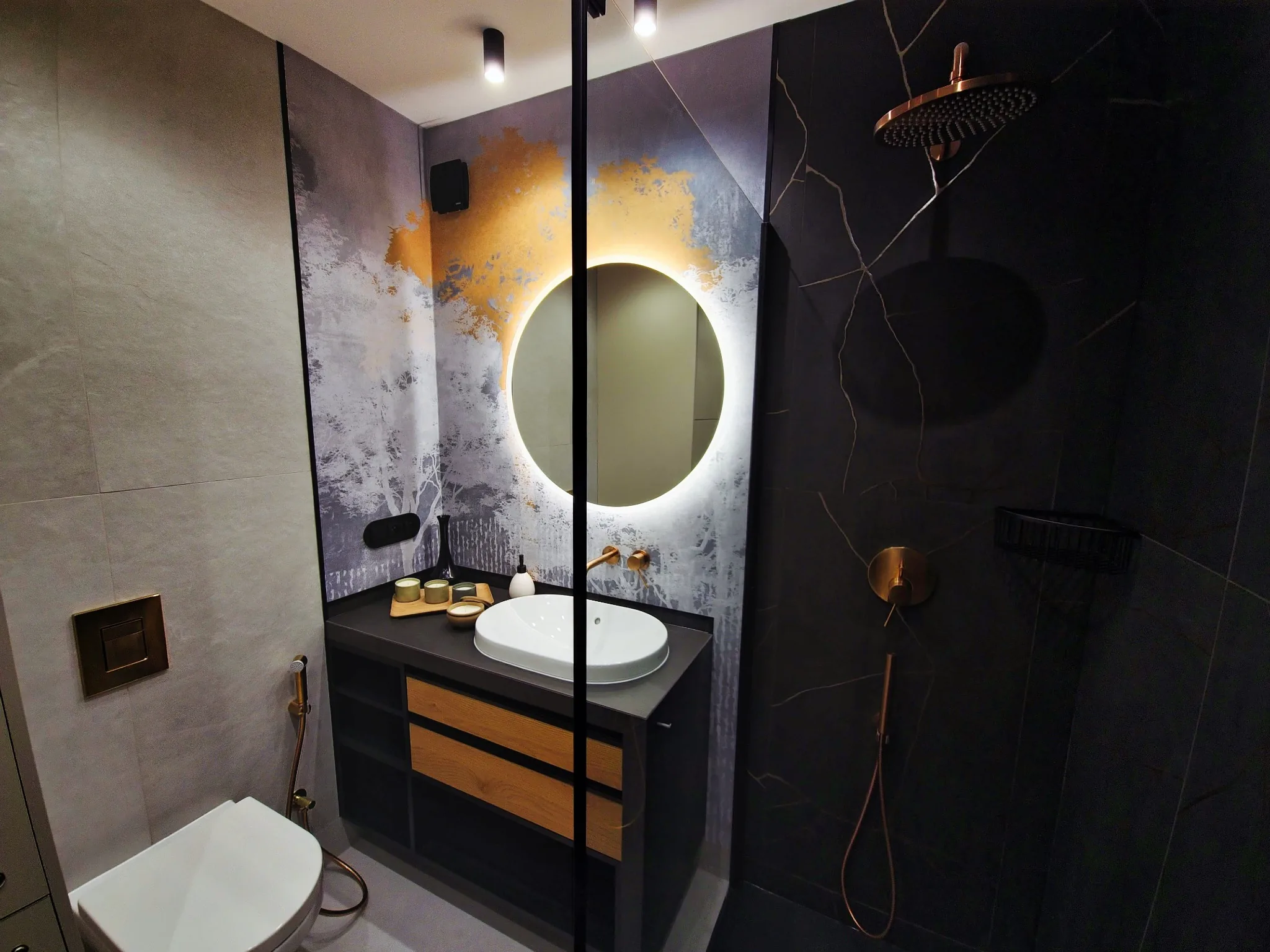 Stylowa łazienka w apartamencie Mountain Lotus Zakopane